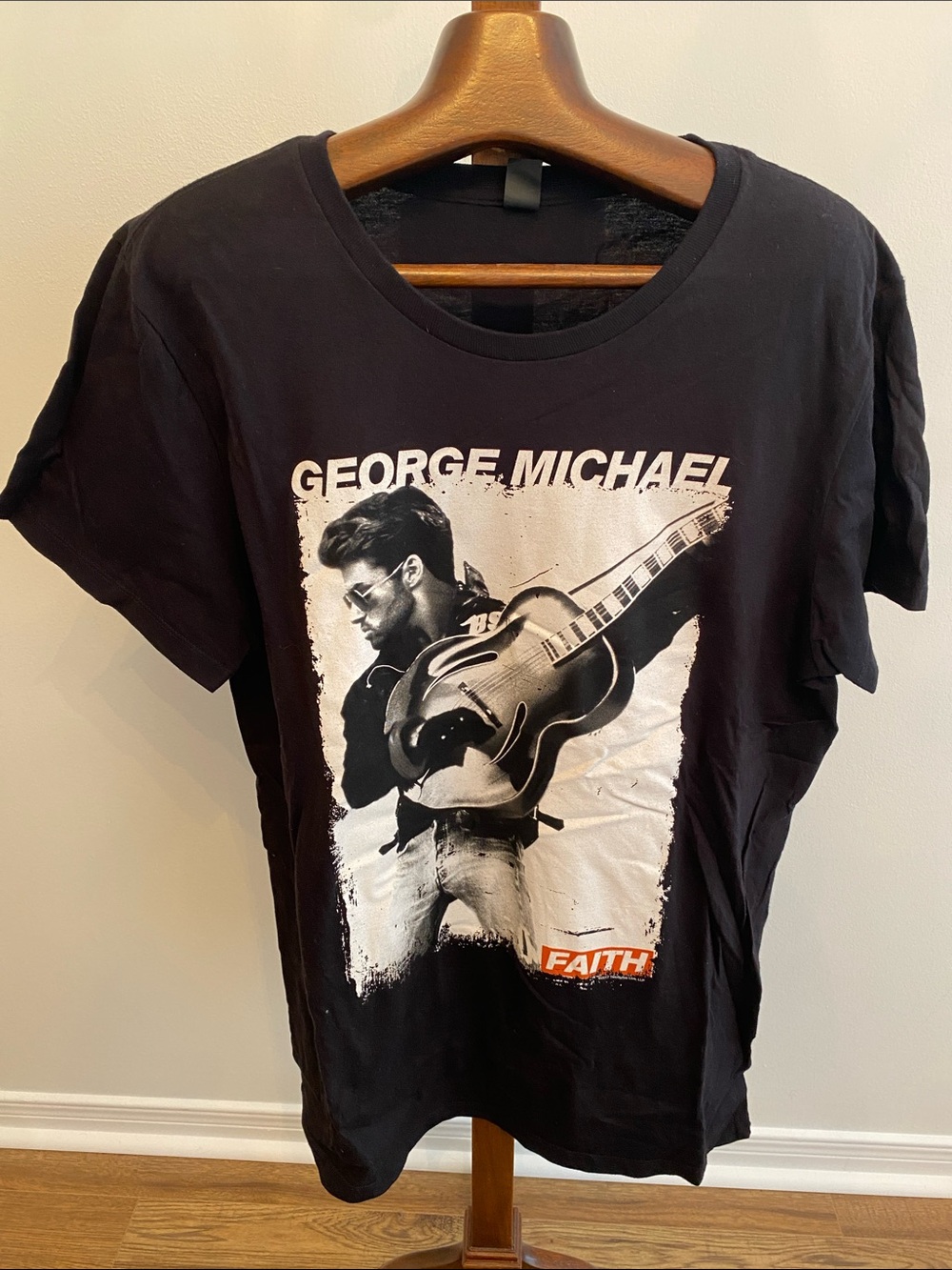 George Michael Black Graphic Tee - Faith Tour Style